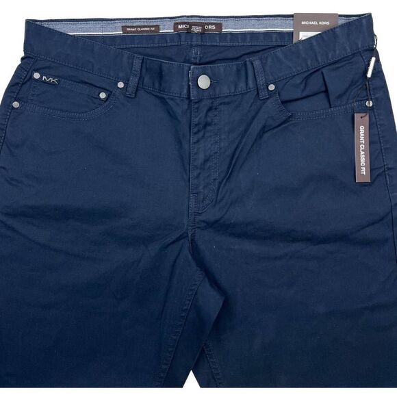 New Michael Kors Men US 34x32 Midnight Blue Pants Grant Classic Fit Slim  - Picture 6 of 12